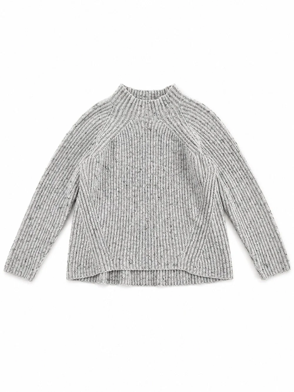 Madewell Northfield Mockneck Ribbed Sweater Oatmeal Gray Speckled Wool Blend L